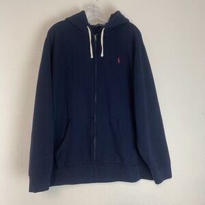 Polo Ralph Lauren Sweatshirt Mens XXL Hoodie Pony Zip-Up Jacket Casual‎ Navy
